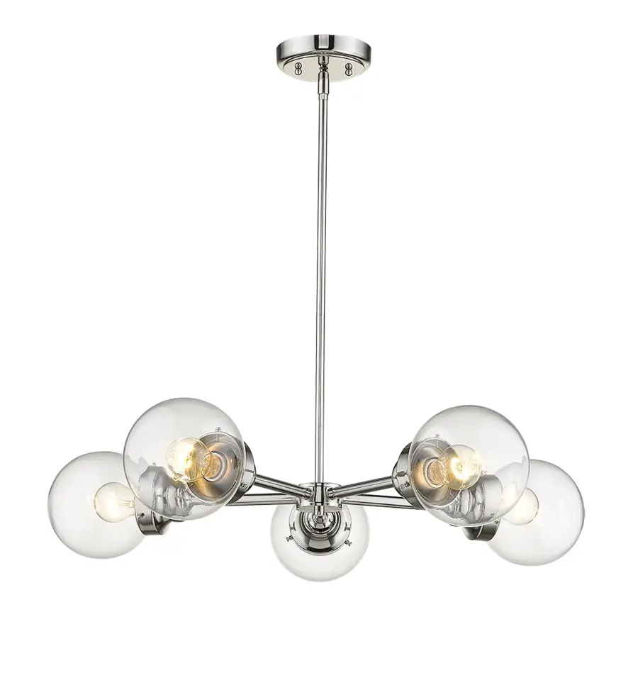 Modern Linear Chandelier with Classic Globe Shades - Image 2