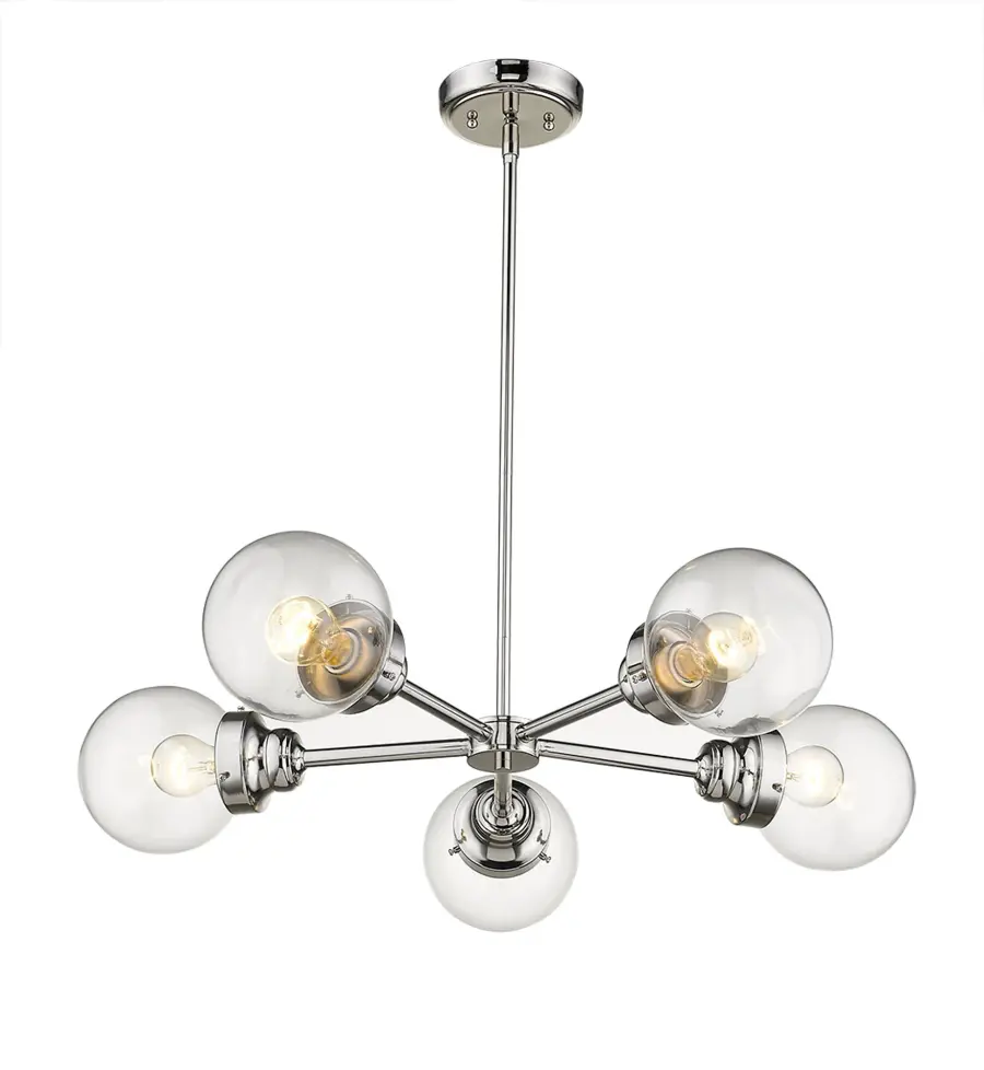 Modern Linear Chandelier with Classic Globe Shades - Image 3