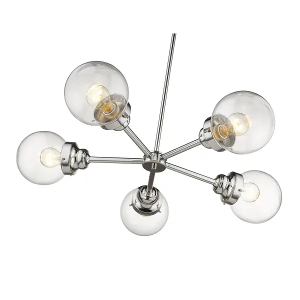 Modern Linear Chandelier with Classic Globe Shades - Image 4
