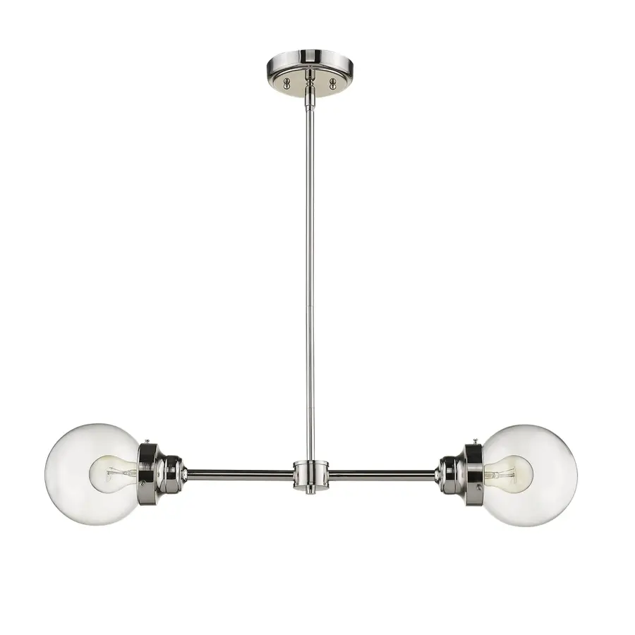 Classic Two-Globe Linear Pendant with Polished Nickel Finish - Image 1