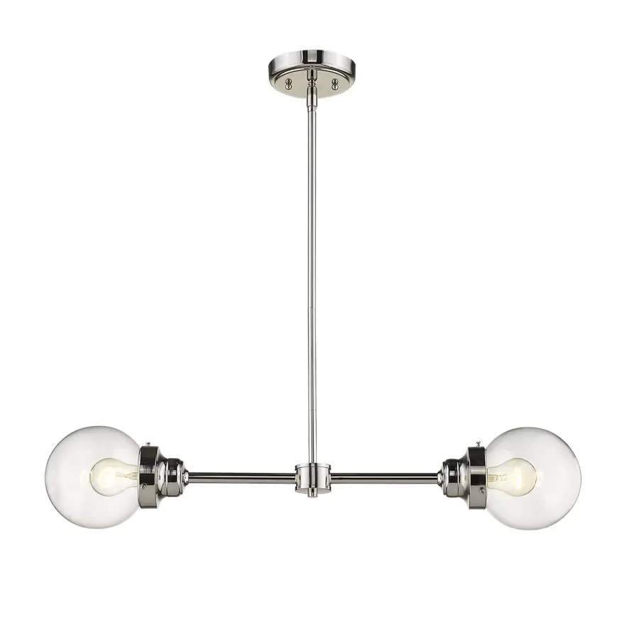 Classic Two-Globe Linear Pendant with Polished Nickel Finish - Image 2