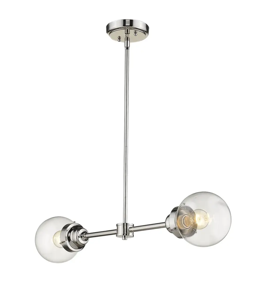 Classic Two-Globe Linear Pendant with Polished Nickel Finish - Image 3