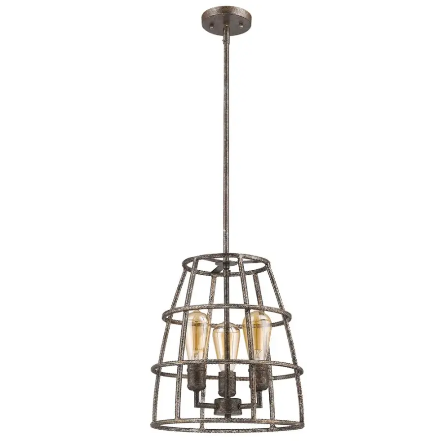 Rebarre 3-Light Pendant in Antique Silver