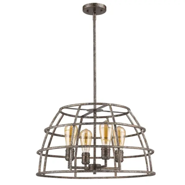 Rebarre 4-Light Pendant in Antique Silver