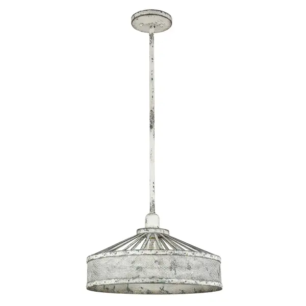 The Iris pendant combines vintage industrial styling with modern versatility. Its 16" diameter and antique iron finish create visual impact while remaining appropriately scaled for various spaces.