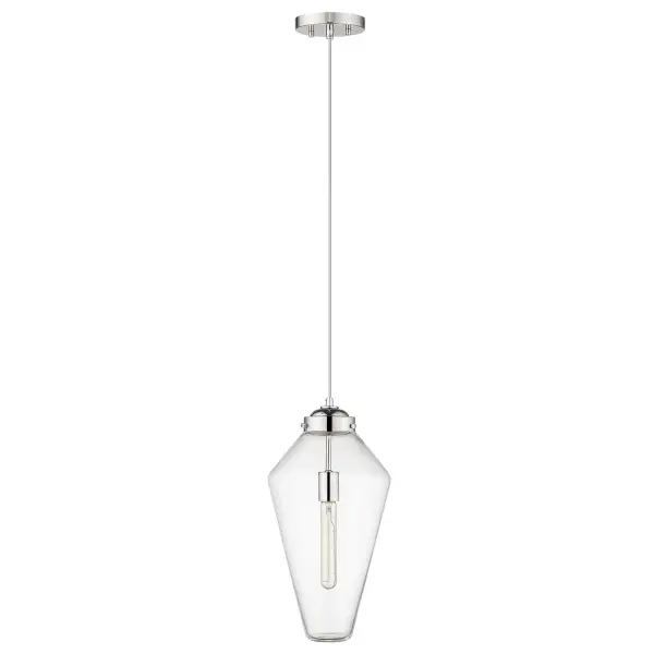 The Ballina mini-pendant combines contemporary styling with versatile functionality. Its 9-inch clear glass globe and polished nickel hardware create a refined look perfect for smaller spaces or clustered installations.