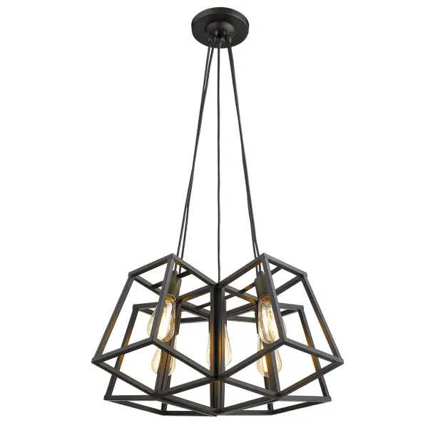 The Tiberton 5-Light Chandelier delivers industrial style with its oil-rubbed bronze finish and linear design. At 27.5 inches long, it's perfectly sized for smaller dining areas and kitchen islands, offering ample illumination with five 60W bulbs. - alternate view