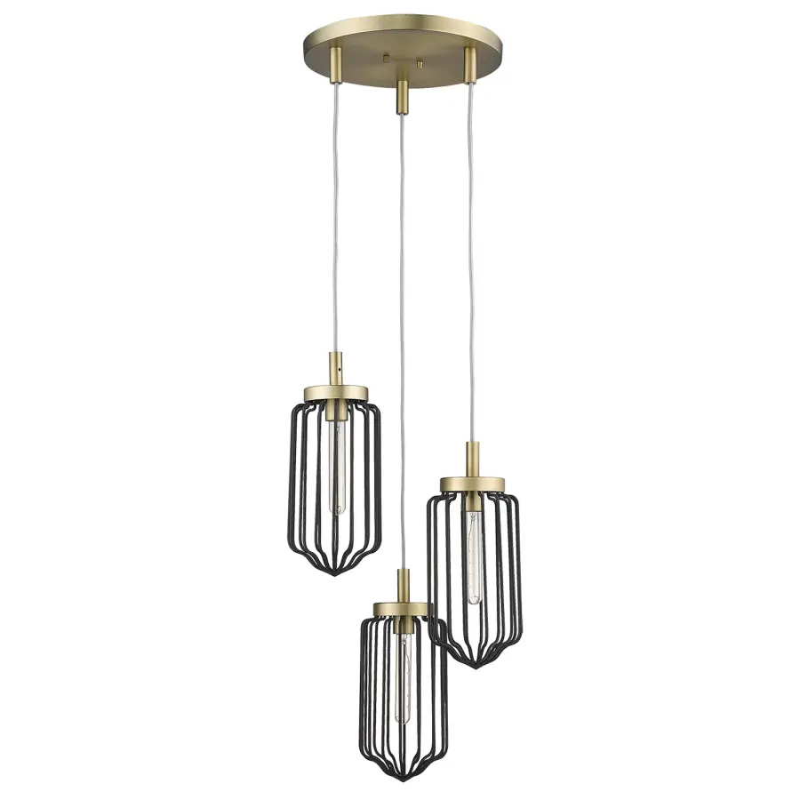 Compact Elegance: Versatile 3-Light Chandelier with Warm Brass Finish - Image 1