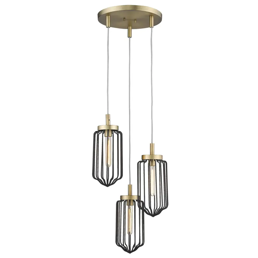 Compact Elegance: Versatile 3-Light Chandelier with Warm Brass Finish - Image 2