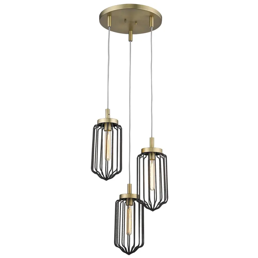 Compact Elegance: Versatile 3-Light Chandelier with Warm Brass Finish - Image 3