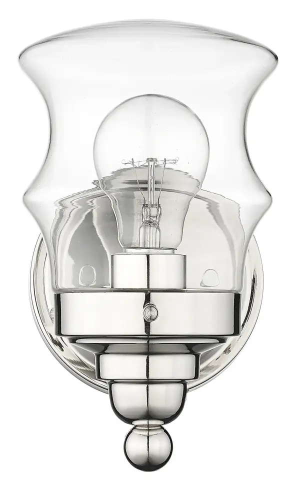 The Keal wall sconce combines timeless design with practical functionality. Its polished nickel finish and clear glass shade deliver clean, bright illumination ideal for vanity applications and hallways. - alternate view