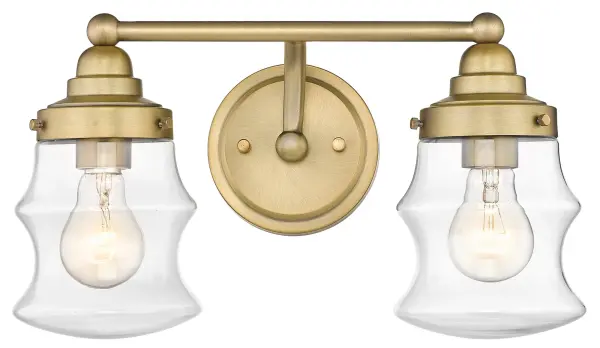The Keal 2-Light Wall Light combines antique textured bronze finish with clear glass shades for a sophisticated industrial aesthetic. Perfect for bathroom vanities or hallway accent lighting.