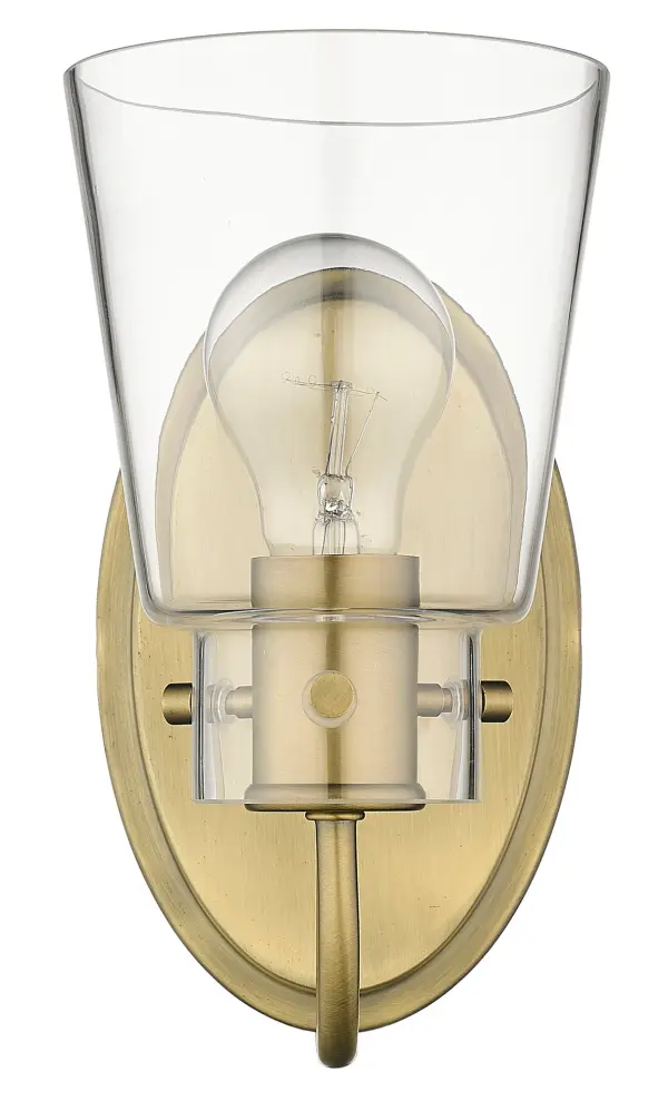 The Bristow wall sconce combines vintage industrial style with modern functionality. Its antique textured bronze finish and clear glass shade create warm, inviting illumination ideal for bathroom vanities and hallways. - alternate view