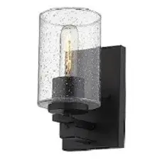 Industrial-Chic Sconce with Seeded Glass Charm