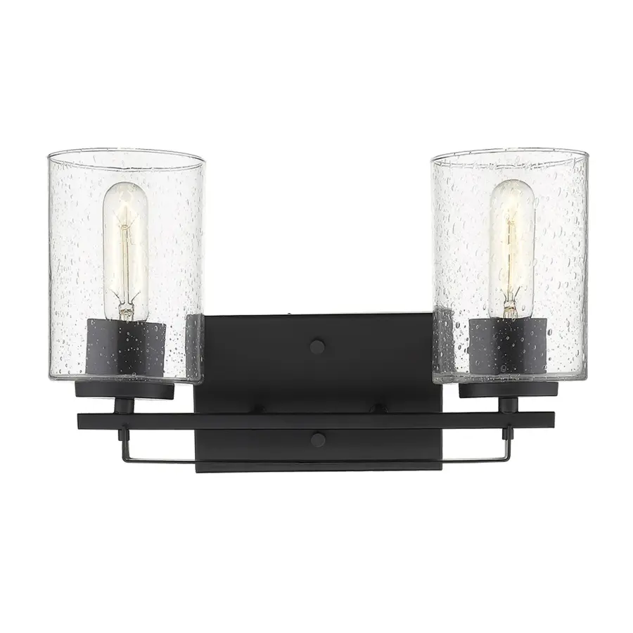 Industrial-Chic Vanity Sconce with Seeded Glass Character - Image 2