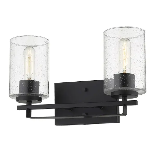 Industrial-Chic Vanity Sconce with Seeded Glass Character - Image 3