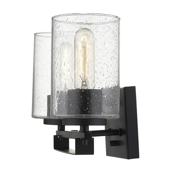Industrial-Chic Vanity Sconce with Seeded Glass Character - Image 4