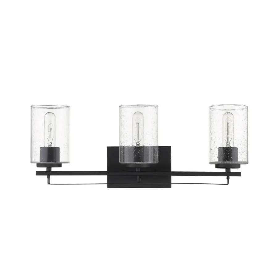 Industrial-Chic Vanity Lighting with Seeded Glass Character - Image 1