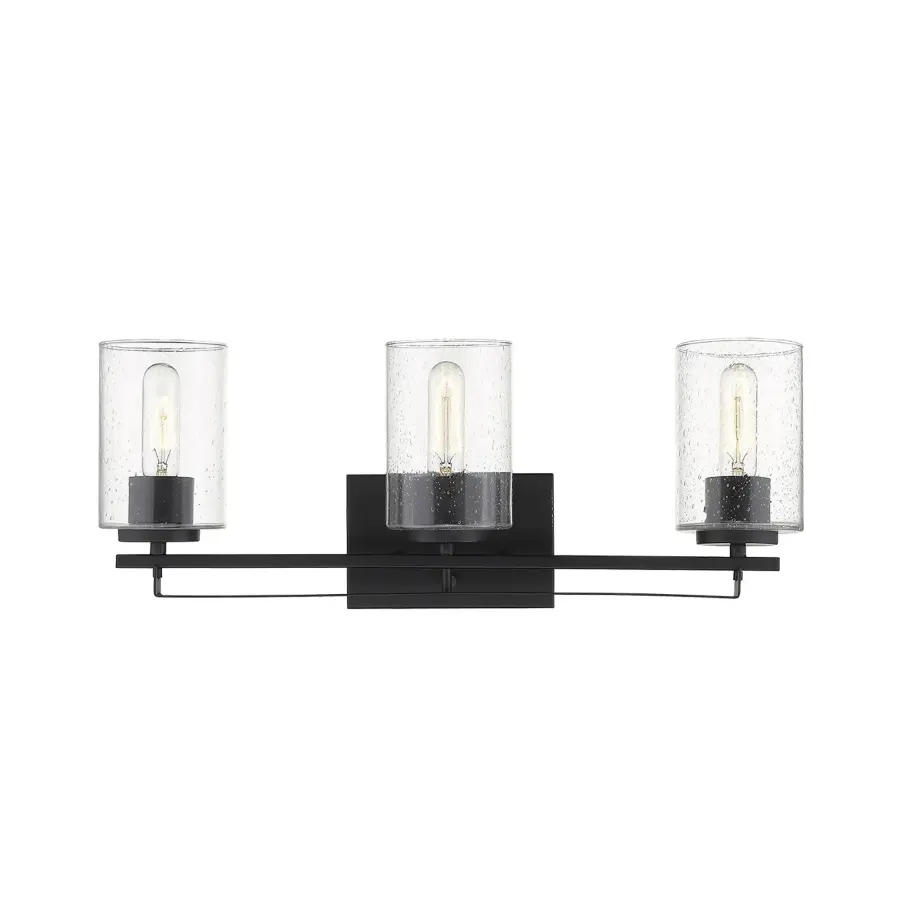 Industrial-Chic Vanity Lighting with Seeded Glass Character - Image 2
