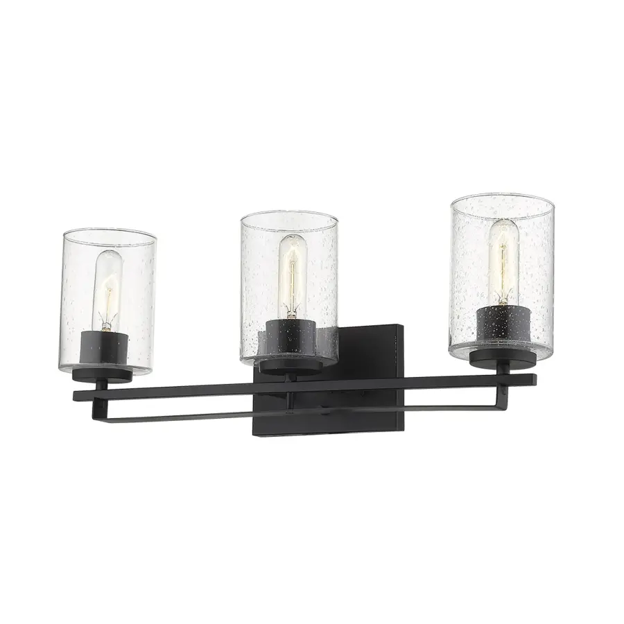 Industrial-Chic Vanity Lighting with Seeded Glass Character - Image 3