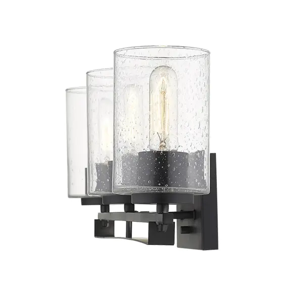Industrial-Chic Vanity Lighting with Seeded Glass Character - Image 4