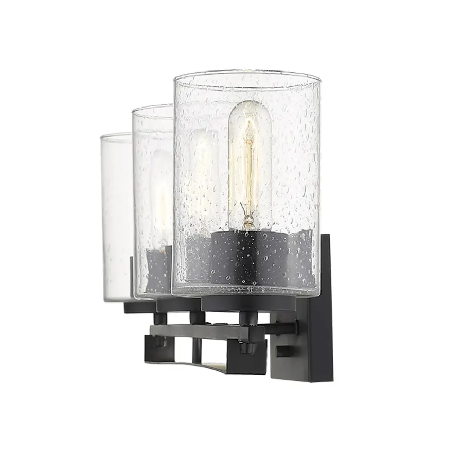 Industrial-Chic Vanity Lighting with Seeded Glass Character - Image 4