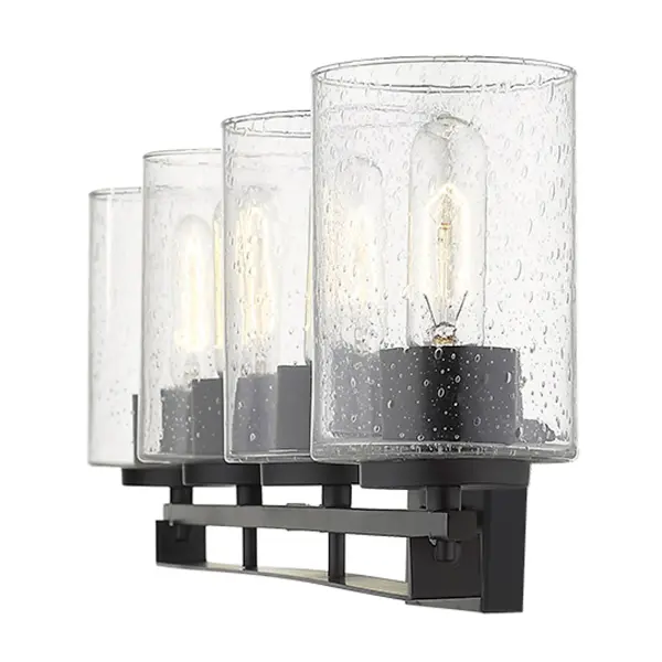 Bold Industrial Vanity Lighting with Vintage Glass Charm - Image 5