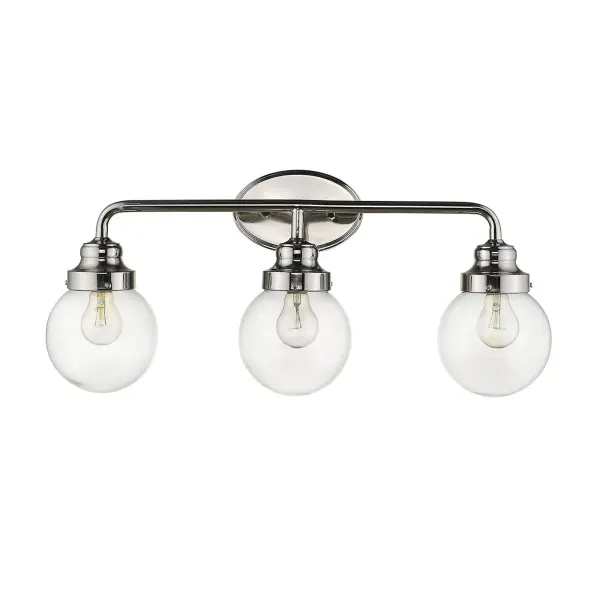 Classic Three-Globe Vanity Lighting with Polished Nickel Finish - Image 1