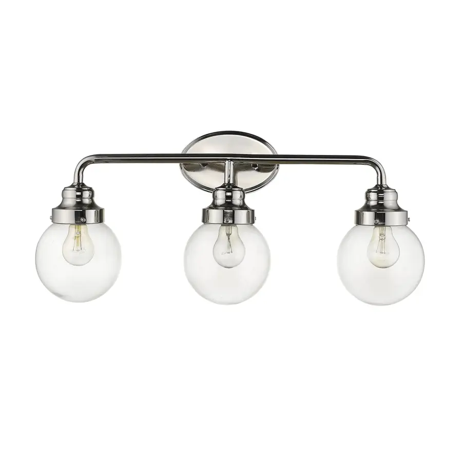 Classic Three-Globe Vanity Lighting with Polished Nickel Finish - Image 1