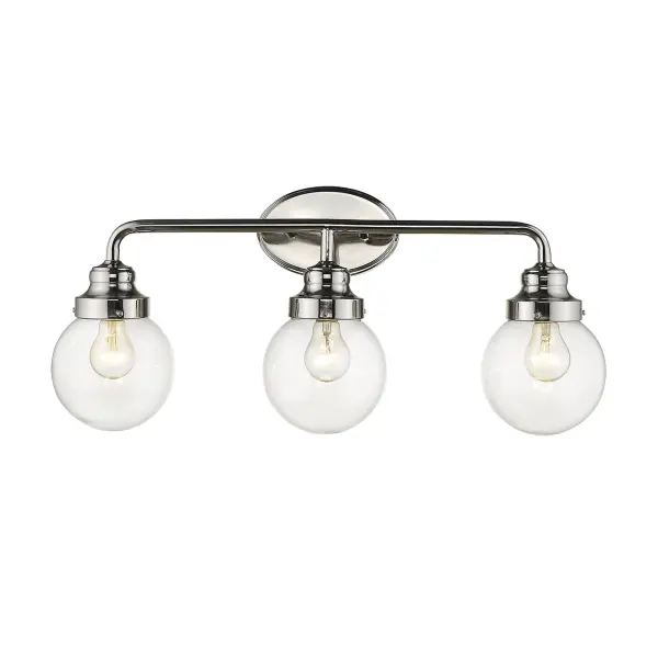 Classic Three-Globe Vanity Lighting with Polished Nickel Finish - Image 2
