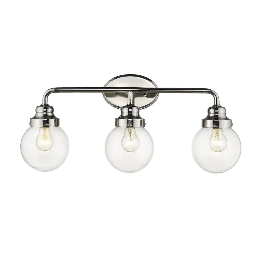 Classic Three-Globe Vanity Lighting with Polished Nickel Finish - Image 2