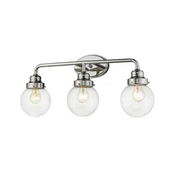 Classic Three-Globe Vanity Lighting with Polished Nickel Finish - Image 3