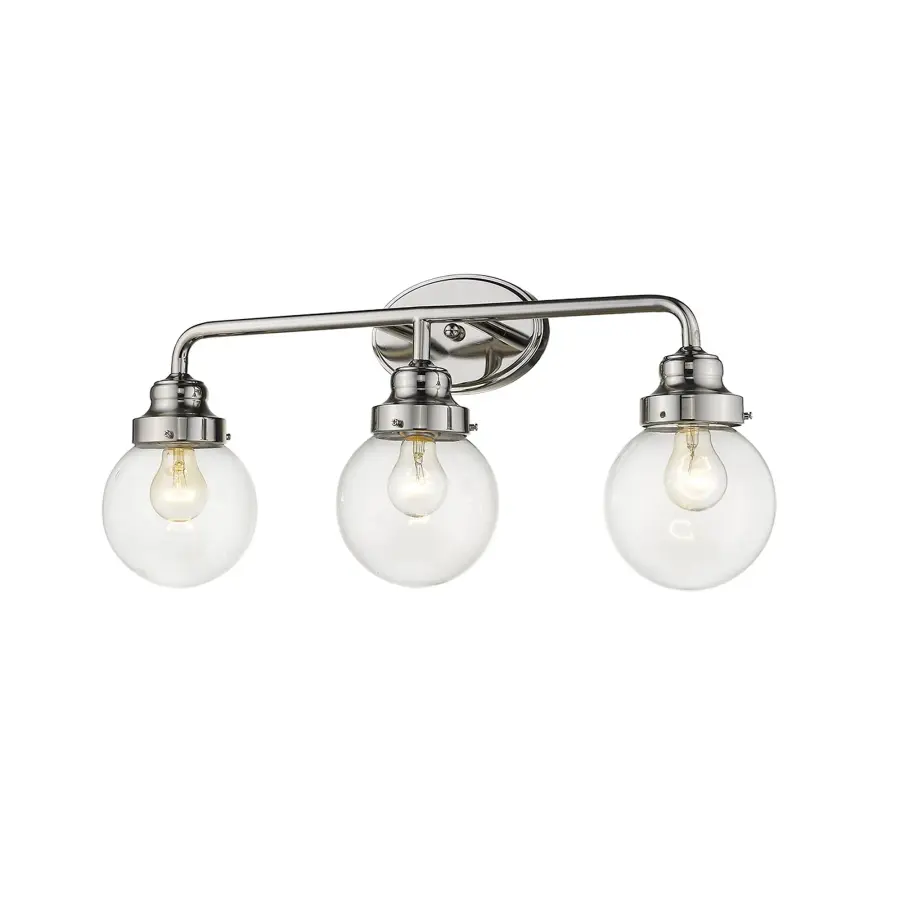 Classic Three-Globe Vanity Lighting with Polished Nickel Finish - Image 3