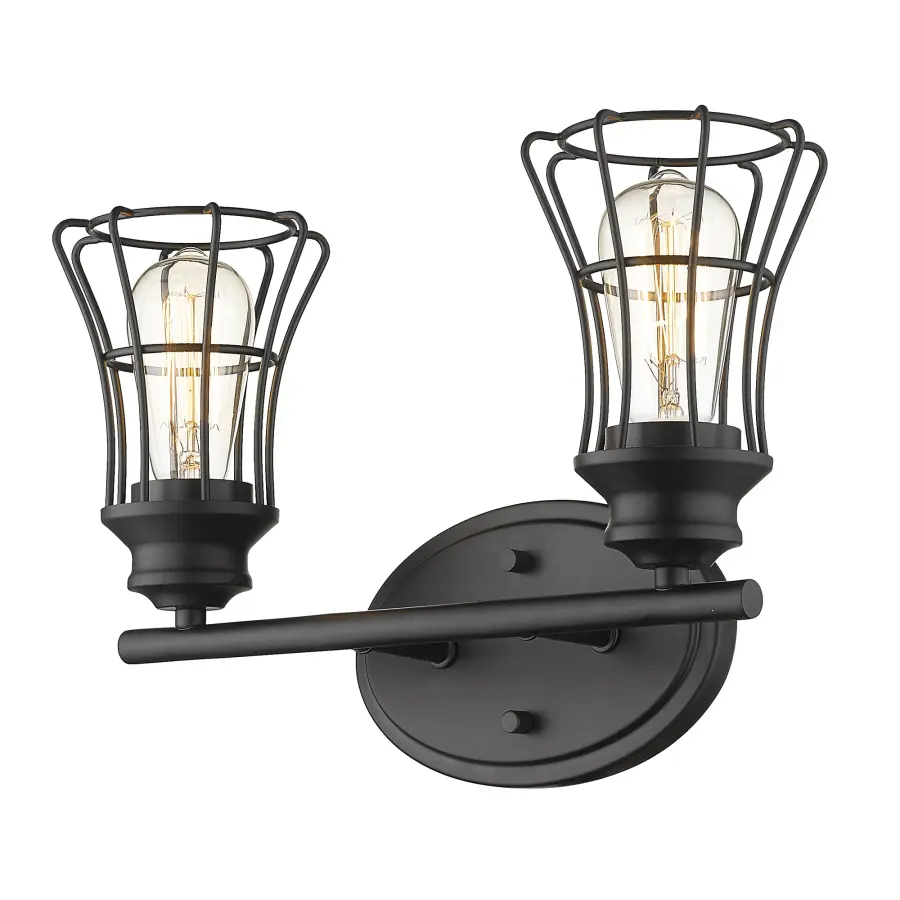 Piers 2-Light Vanity Sconce in Matte Black - Image 2