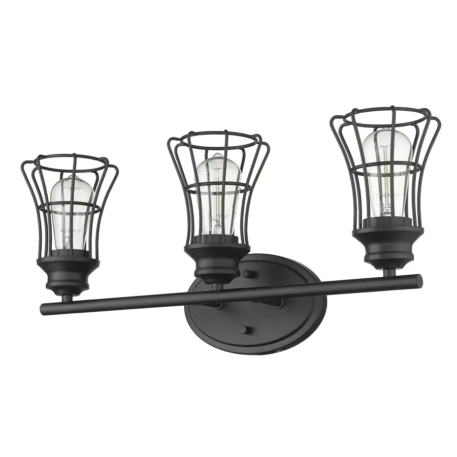 Piers 3-Light Vanity Sconce in Matte Black - Image 1