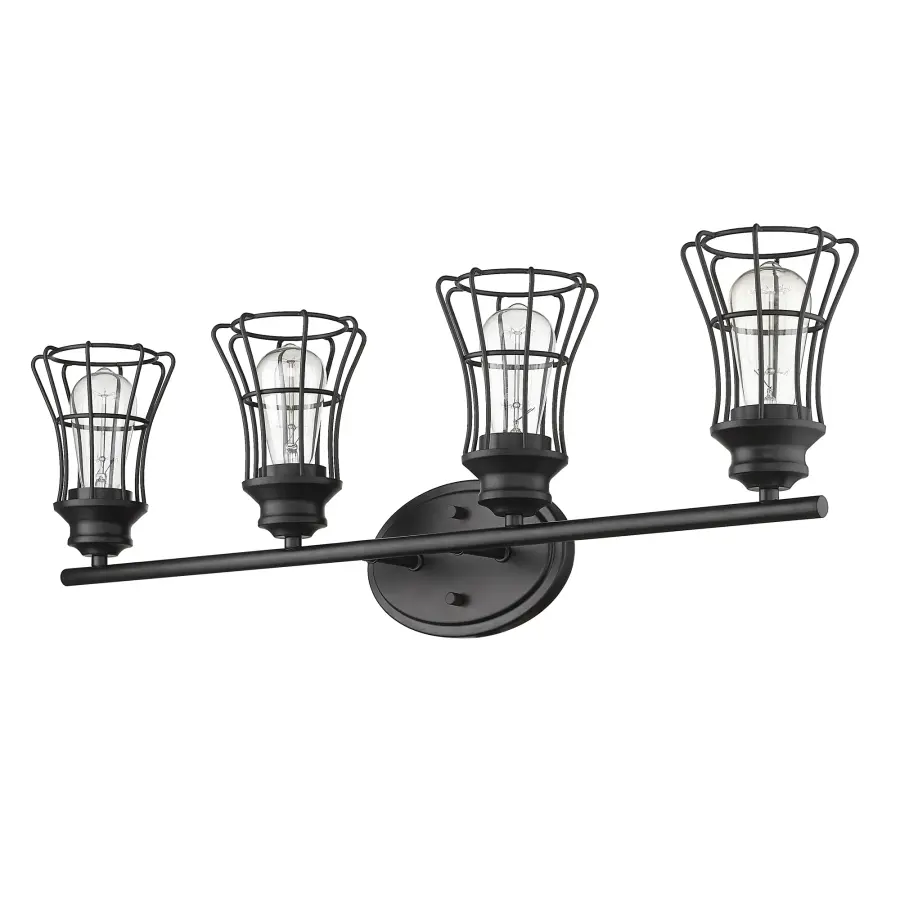Piers 4-Light Vanity Sconce in Matte Black - Image 1