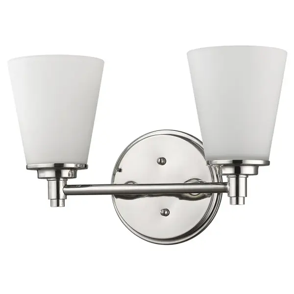 Conti 2-Light Bath Light in Polished Nickel