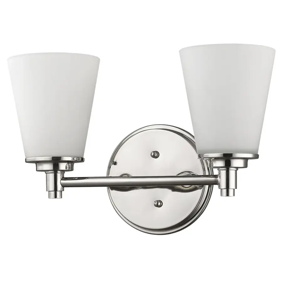 Conti 2-Light Bath Light in Polished Nickel