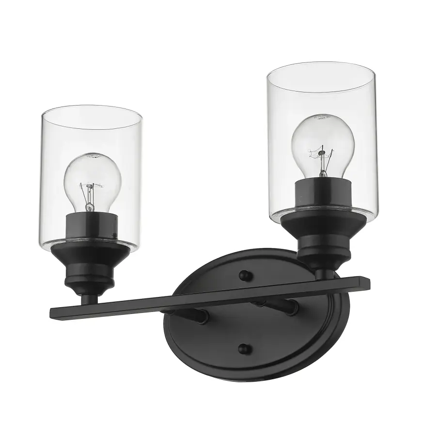 Gemma 2-Light Vanity Sconce in Matte Black - Image 1
