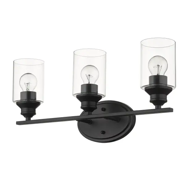 Gemma 3-Light Vanity Sconce in Matte Black - Image 1