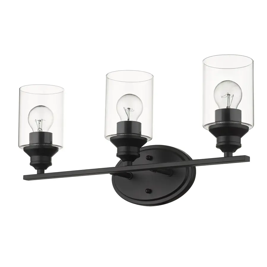 Gemma 3-Light Vanity Sconce in Matte Black - Image 1