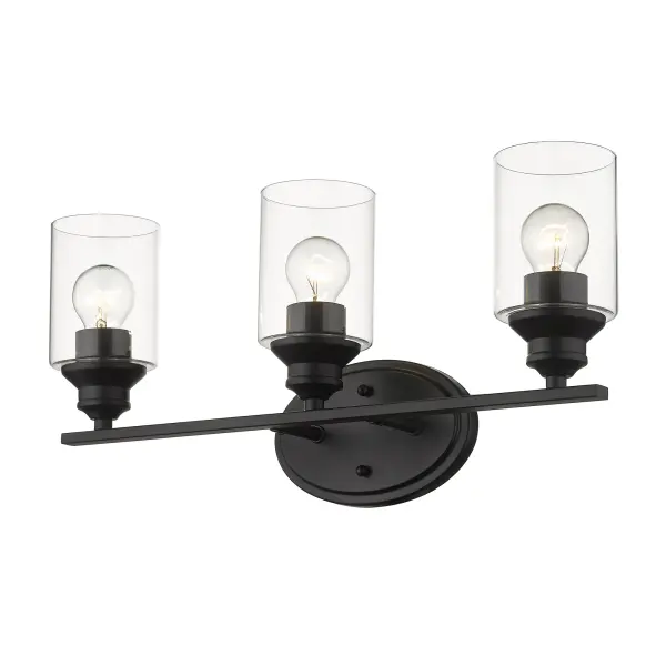 Gemma 3-Light Vanity Sconce in Matte Black - Image 2