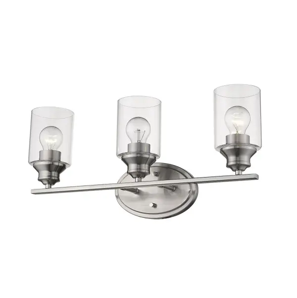 Gemma 3-Light Vanity Sconce in Satin Nickel - Image 1