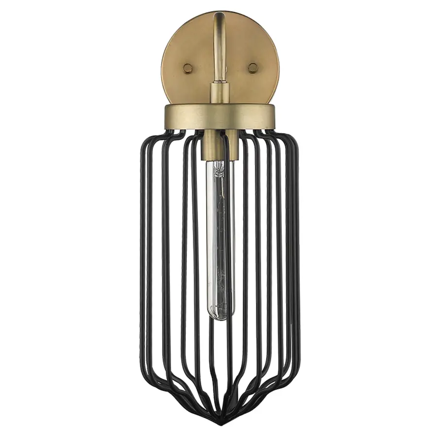 Compact Aged Brass Sconce with Timeless Appeal - Image 1