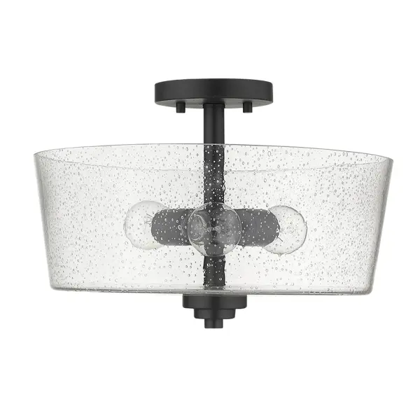 Industrial-Chic Semi-Flush with Seeded Glass Character - Image 1