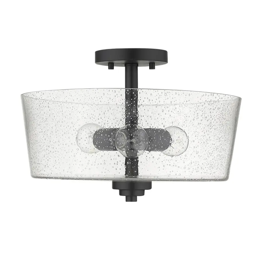 Industrial-Chic Semi-Flush with Seeded Glass Character - Image 1