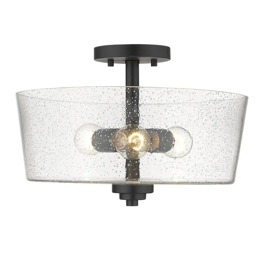 Industrial-Chic Semi-Flush with Seeded Glass Character - Image 2