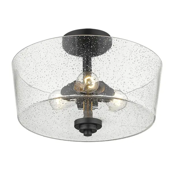 Industrial-Chic Semi-Flush with Seeded Glass Character - Image 4