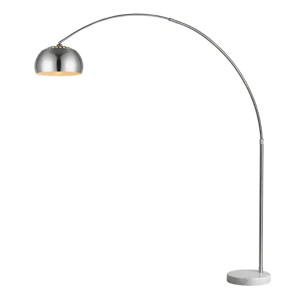 This contemporary arc floor lamp combines brushed nickel steel with a marble base for stability and style. The adjustable design extends 54-59 inches wide and 65-73 inches high, perfect for directing light exactly where needed. - alternate view