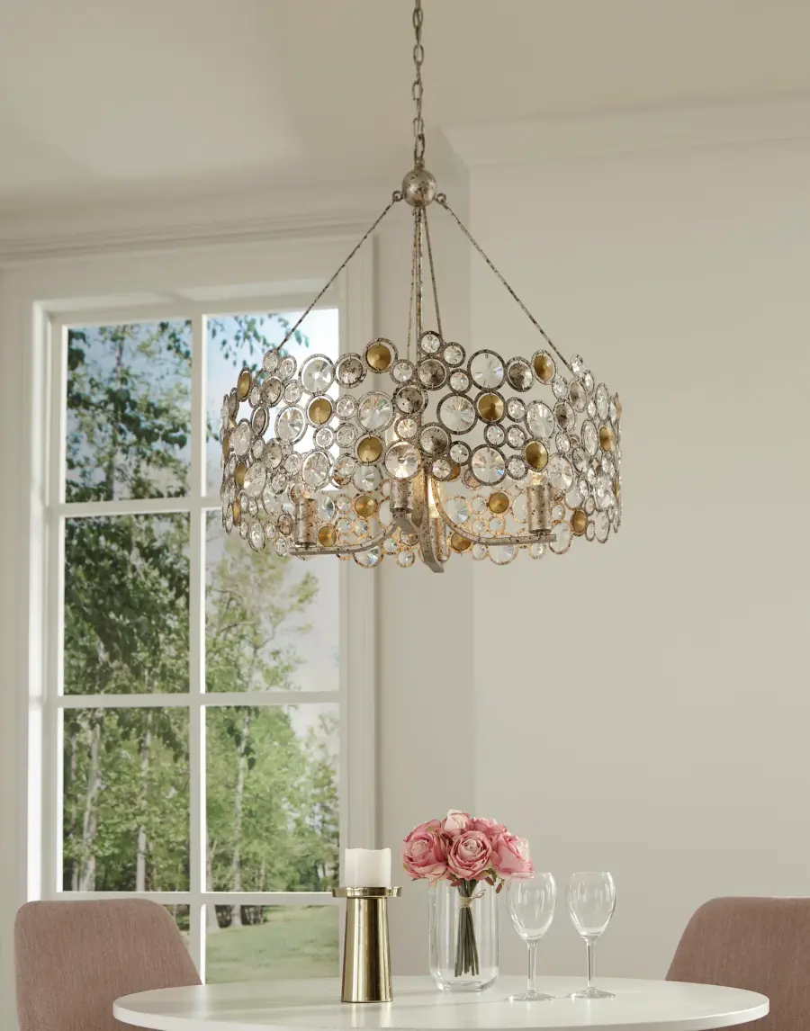 Vitozzi 4-Light Chandelier in Antique Silver Leaf - Image 7